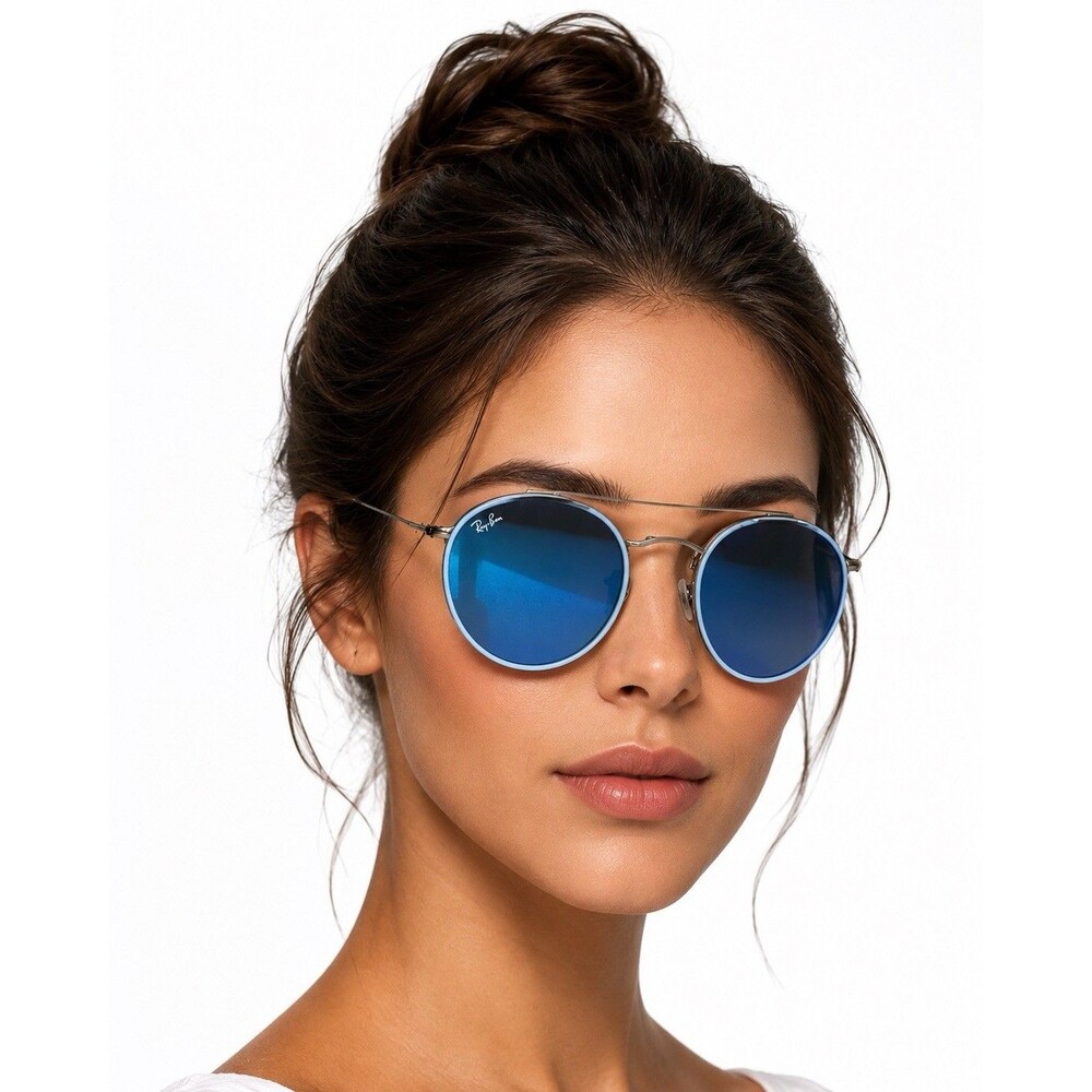Ray-Ban RB3647N Blue Gradient Round Double Bridge Sunglasses Case Included